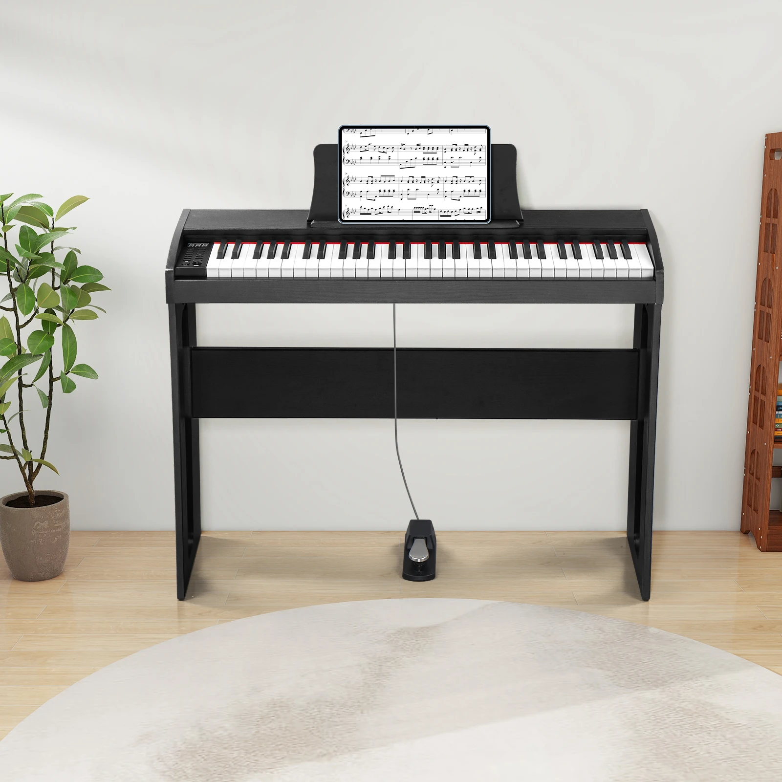 GPP-110 61 key half hammer keyboard uncovered upright black electric piano，for Piano Lover Black color