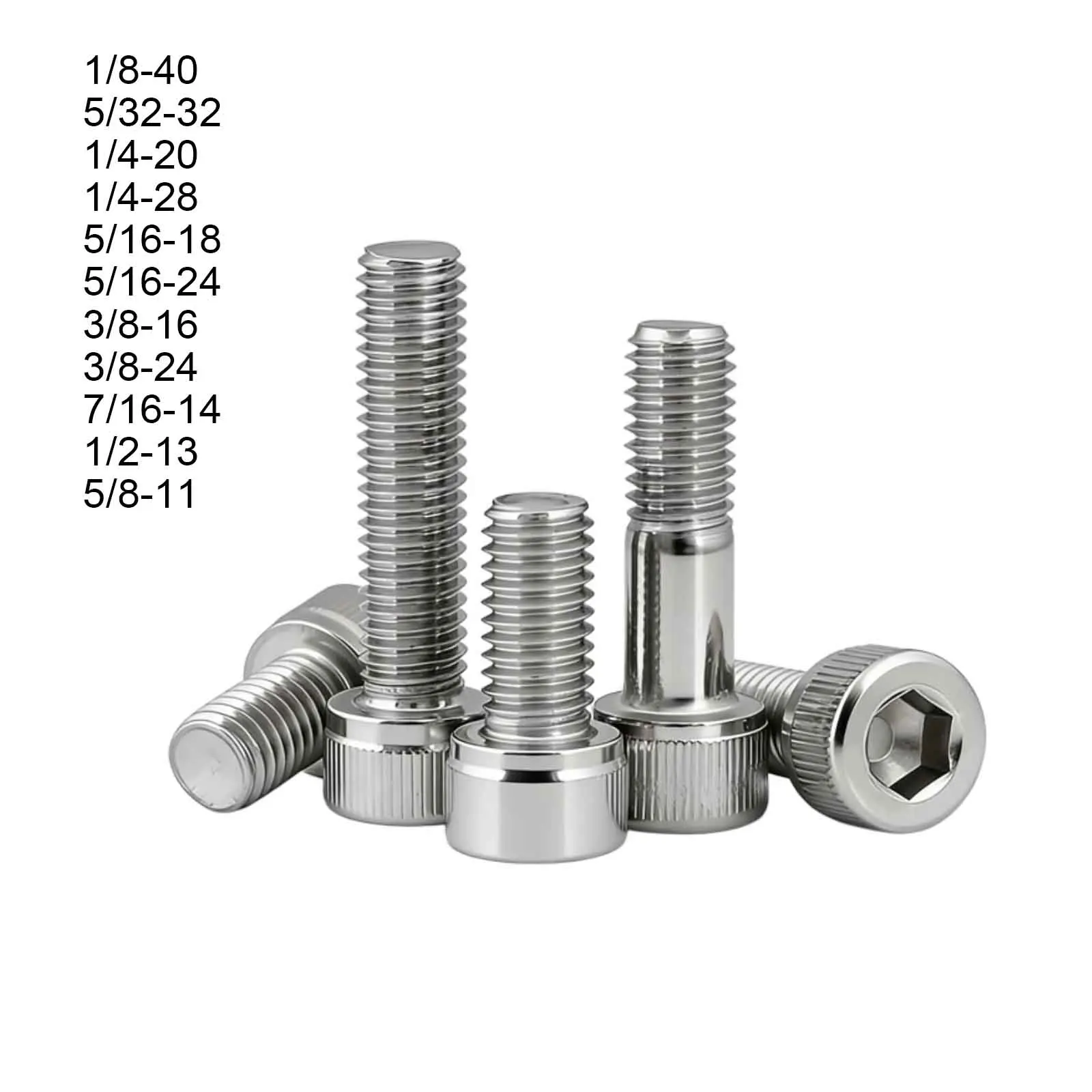 1/10pcs 304 Stainless Steel UNC UNF Socket Head Cap Screw 1/8 5/32 1/4