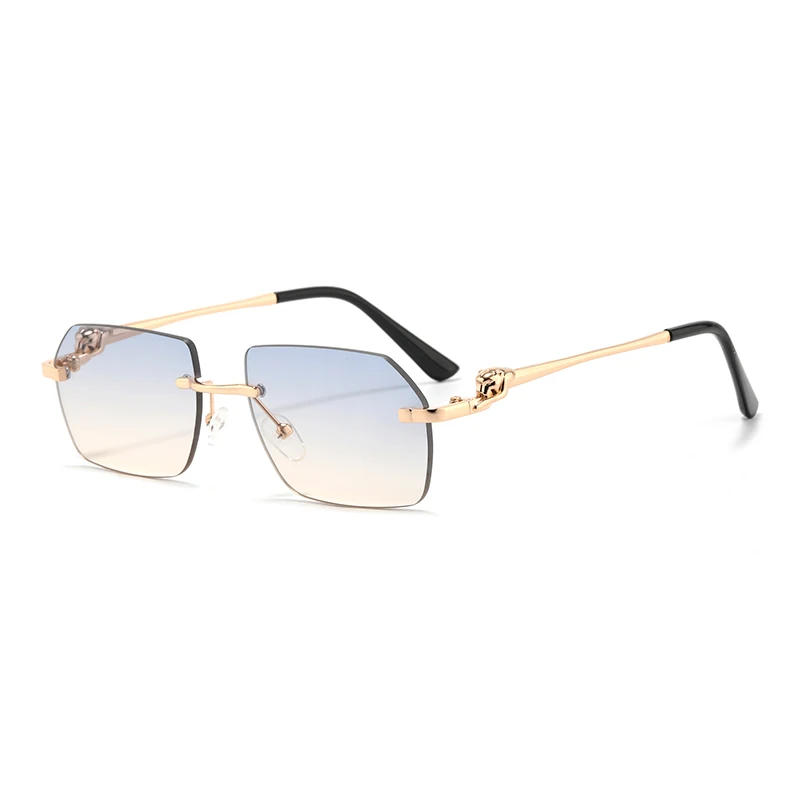 Gafas de sol rectangulares sin montura para mujer, lentes cuadradas sin marco, clásicas, de Color degradado, UV400