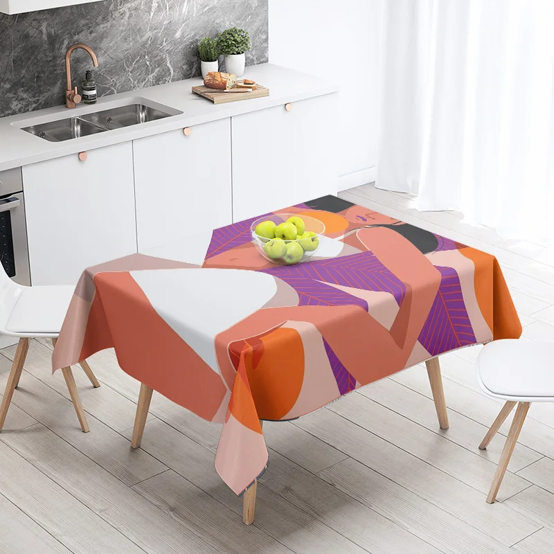 Morandi Ins Style Tablecloth Abstract Art Design 2025 New Geometric Pattern Decorative Tablecloth for Coffee Shop