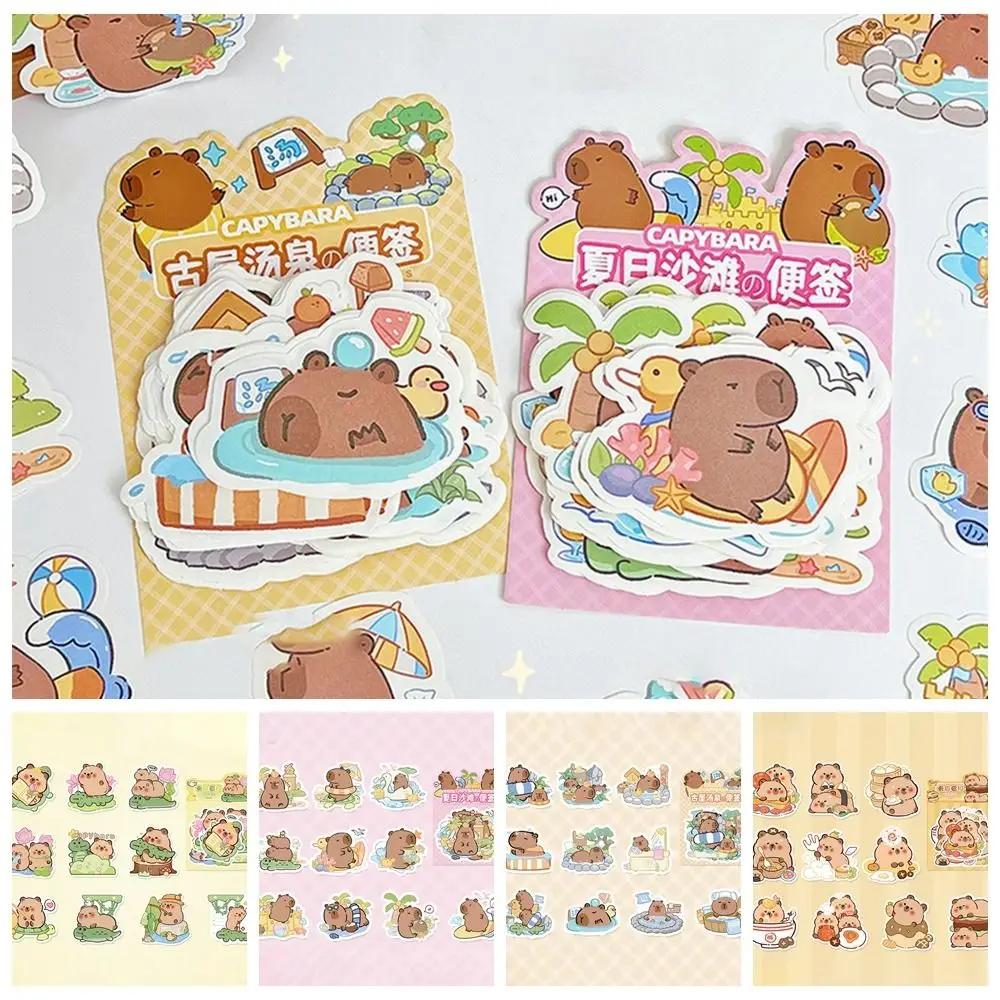 100 Pcs/Bag Cartoon Capybara Stickers Cute Animal DIY Craft Decoration Sticker Writable Non-adhesive Note Pad Suitcase