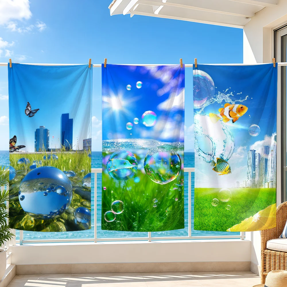 Frutiger Aero Towel Bath Beach Oversized Soft Ultra Absorbent Quick Drying Large Pool Travel Camping Bathroom