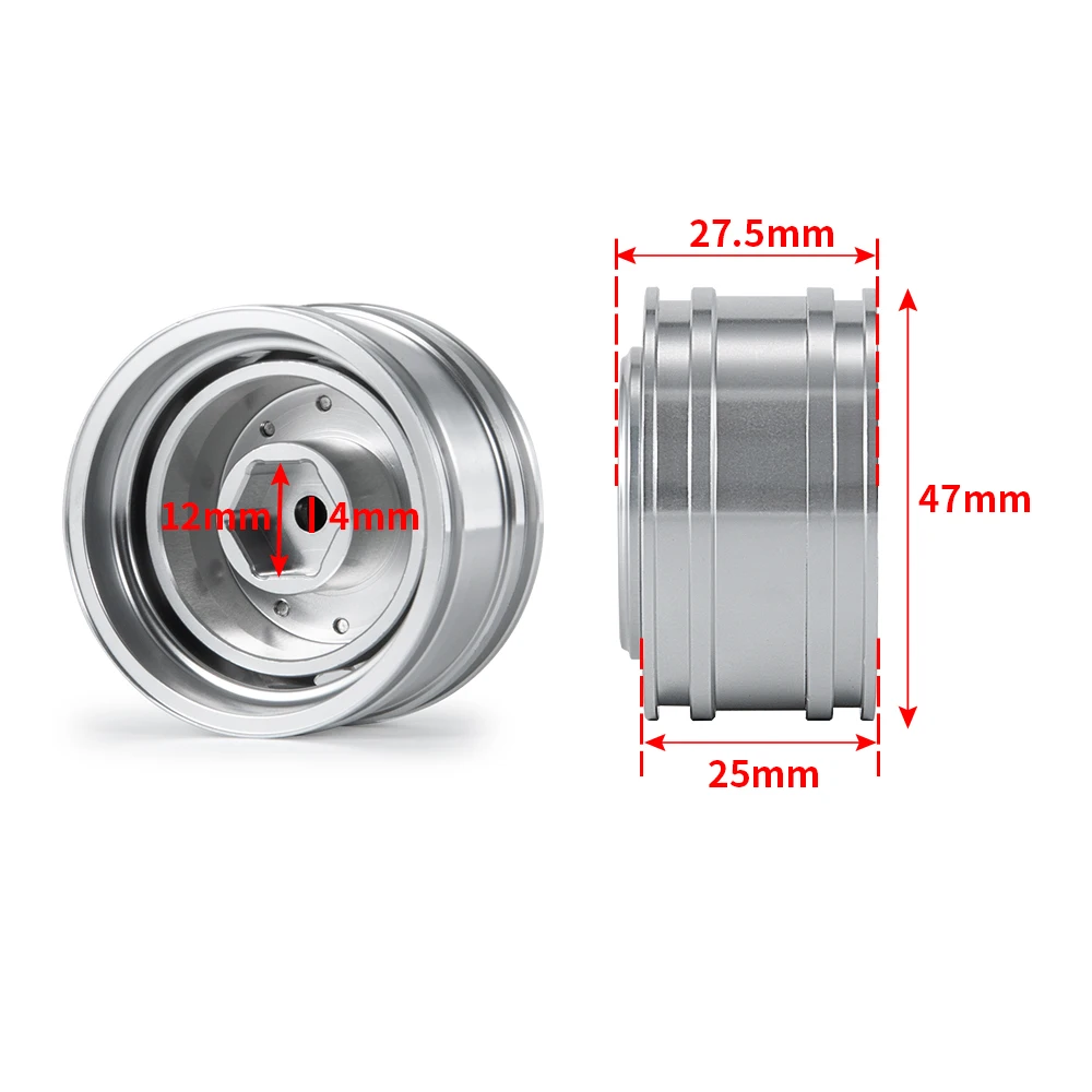 TRINOOD-Jantes de roues Beadlock avant en aluminium, moyeu de roue hexagonal à 10 rayons, pièces de mise à niveau pour tracteur Tamiya 1/14, camion et remorque