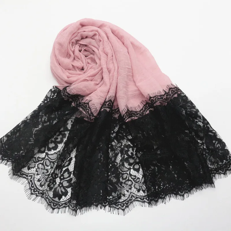 New Solid Color Two-Head Black Lace Closed Toe Women's Scarf Silk Scarf Shawl Closed Toe