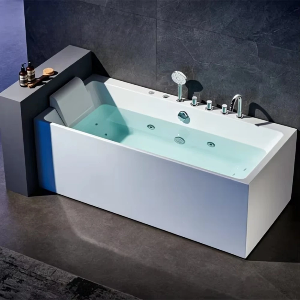 Luxury Freestanding Acrylic Whirlpool Massage Bathtub, Modern Heated Spa Tub for Home Hotel Villa Apartment Indoor Use