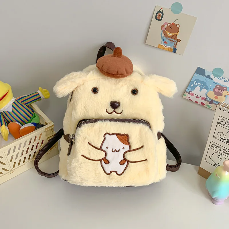 New Sanrio Cute  Plush Backpack Hello Kitty Japanese Ins Cutelarge-Capacity Student Plush Backpack Kindergarten Bag Child Gift