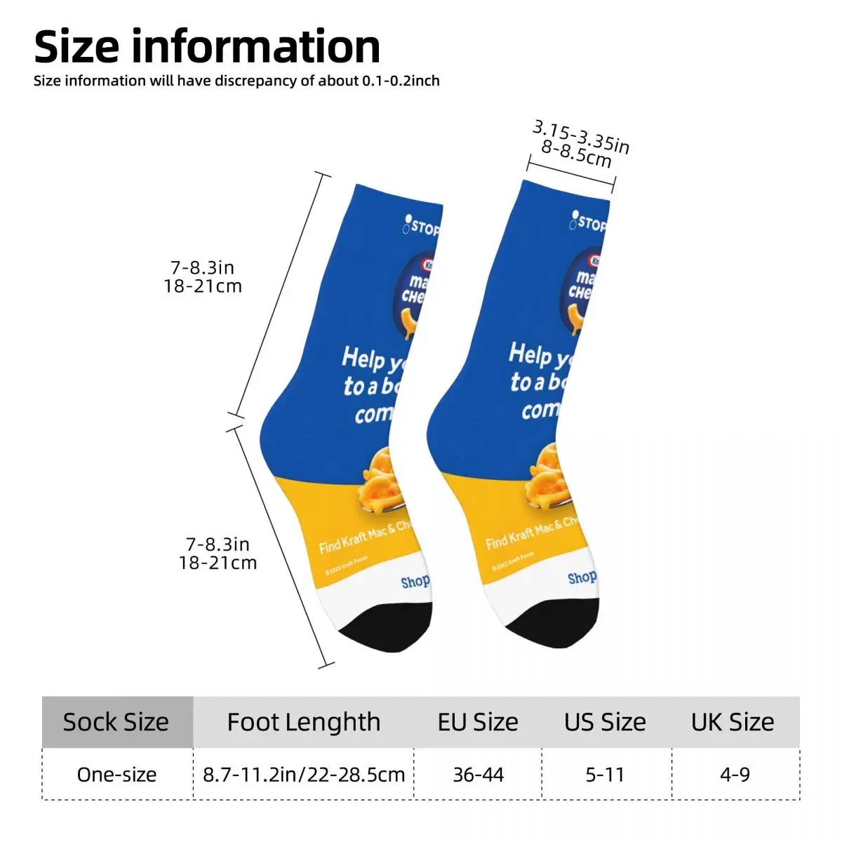 Kraft Macaroni and Cheese Dinner Fills The Belly. Feeds The Soul Men Women Socks Cycling Novelty Spring Summer Autumn Winter - view 5