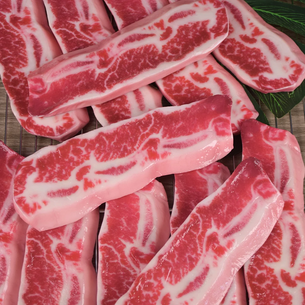 PVC الاصطناعي عالية محاكاة وهمية شرائح لحم البقر نماذج الغذاء للمطبخ الأطعمة الاصطناعية كوك نموذج نابض بالحياة اللحوم الدعامة المنزل ديكو #2