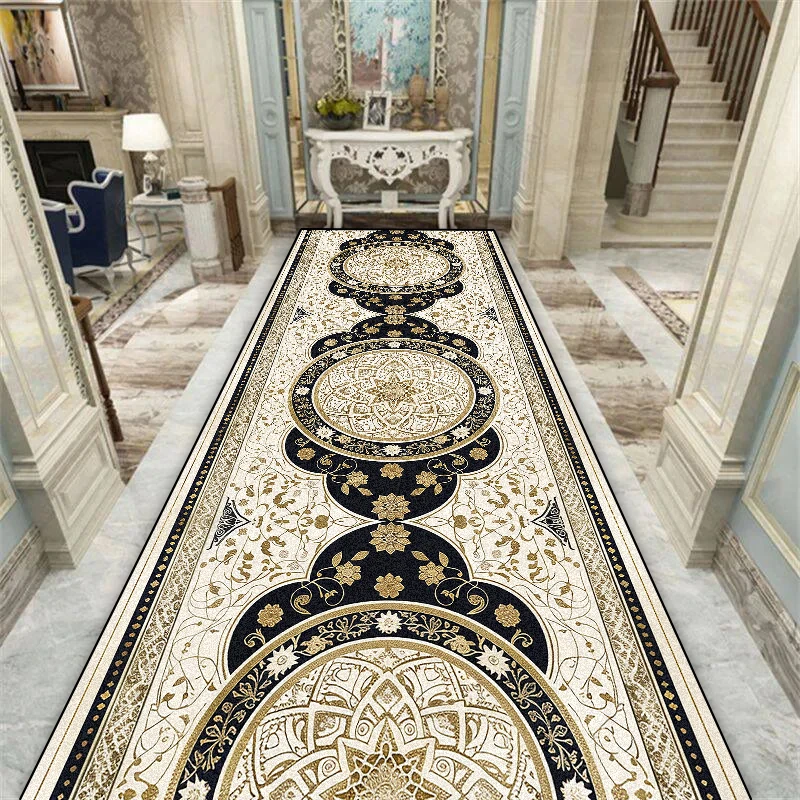 Luxury Red Hall Corridor Carpet Non-slip Stairway Hallway Decoration Home Floor Mats Washable Runner Customizable Aisle Rug