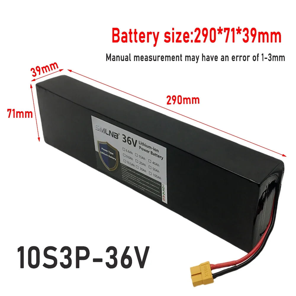 

36V 9800mAh 18650 BMS Li-ion Battery Pack 10S3P 500W High Power Modified Bicycle Scooter Electric Vehicle with charger
