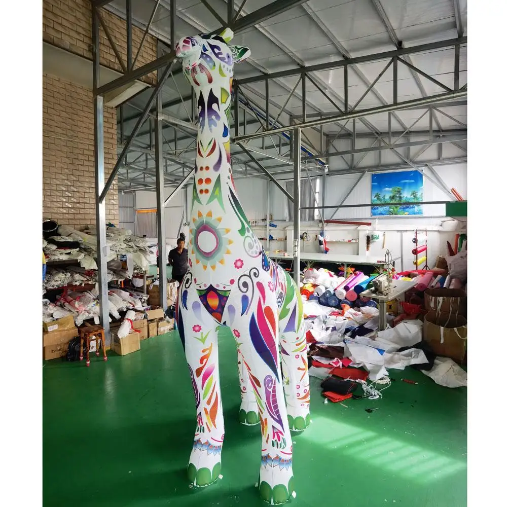 3m/10ft Colorful Inflatable Giraffe Advertising Animal Toy Cartoon For Zoo Outdoor Giant Decoration Circus Event