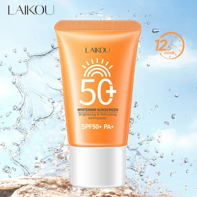 LAIKOU Spf 50+ واقي من الشمس لحماية الوجه للعناية بالبشرة بالطاقة الشمسية أنبوب مزدوج متعدد التأثير PA + واقي من الشمس للوجه مانع للطاقة الشمسية 30 جرام