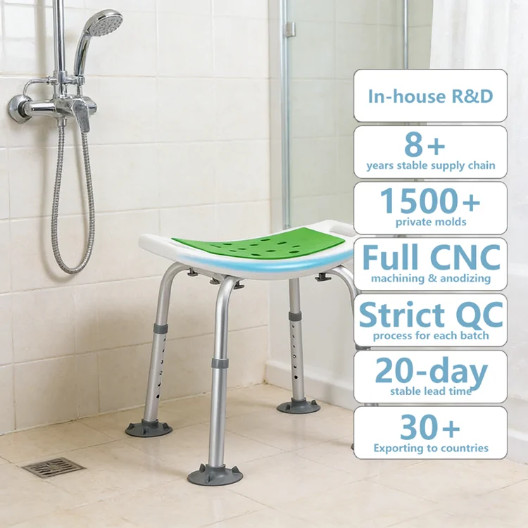 Simplywalk Aluminum Alloy 150KG Bath Shower Chair Removable Hospital Senior People MDR CE Certification Customization