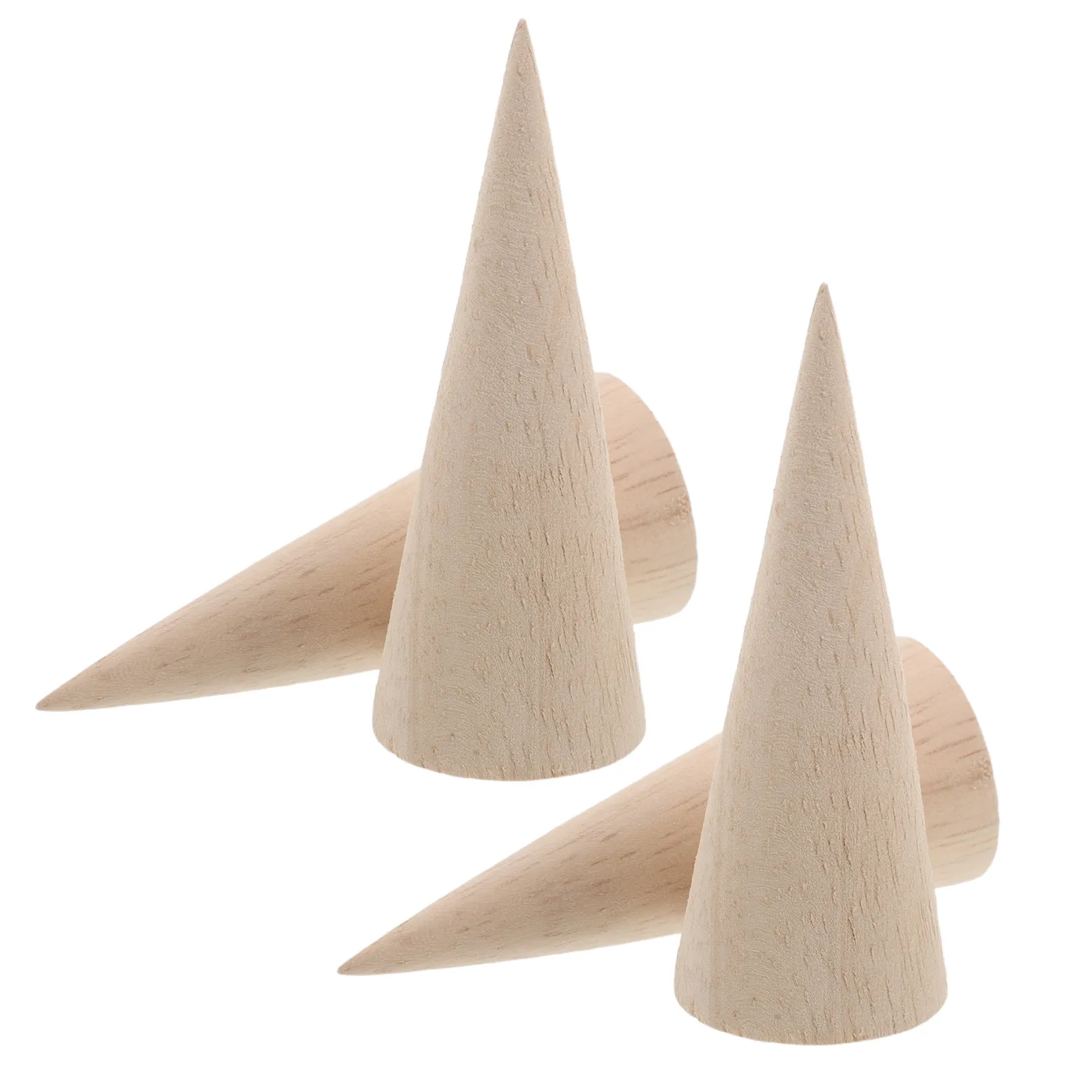 Wooden Stair Baluster Posts 4 Pieces Solid Wood Cone Spindles Unpainted for Villa Hotel Indoor Decor