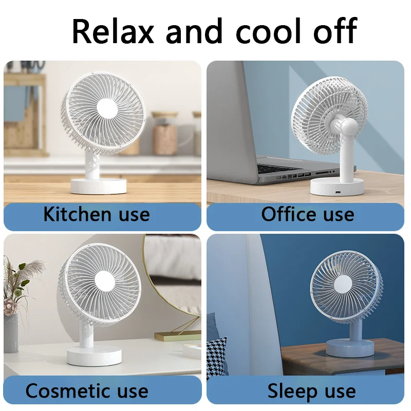 مروحة سطح المكتب المحمولة القابلة لإعادة الشحن من Xiaomi مقاس 8 بوصة، مروحة USB صغيرة للمنزل والمكتب والتخييم في الهواء الطلق ومروحة تبريد الهواء ومؤقت متأرجح