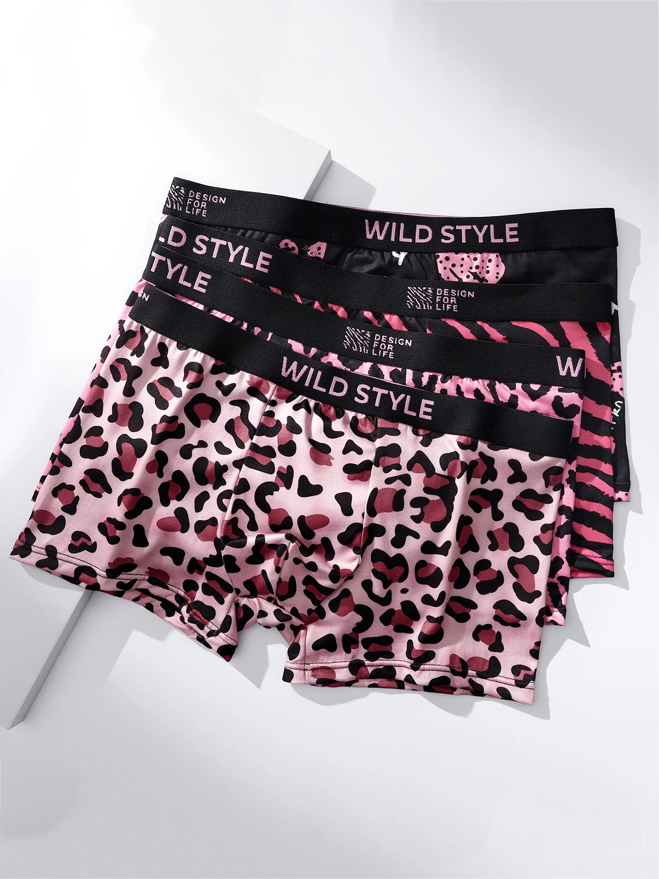 4-Pack Men's Polyester Boxer Briefs: Trendy Leopard & Zebra Prints, Multiple Sizes, Comfortable Fashion Underwear