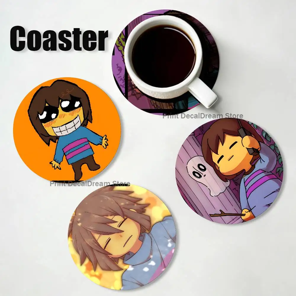 

Game Frisk U-Undertale 2D Pattern round Wooden Coaster Decorative Coffee Cup for Use in Coffee Shops Bars Wine Beer