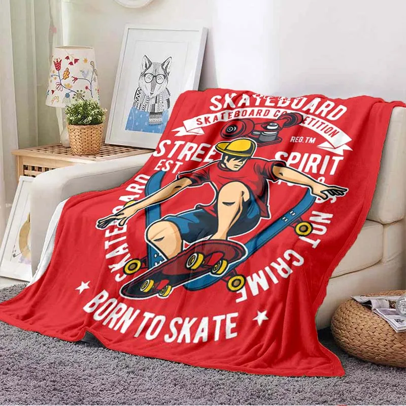 Cool Skate Boy Custom Blanket Soft Plush Blanket Soft Warm Flannel Throw Blankets Gift Comfortable Blanket Blankets for Beds