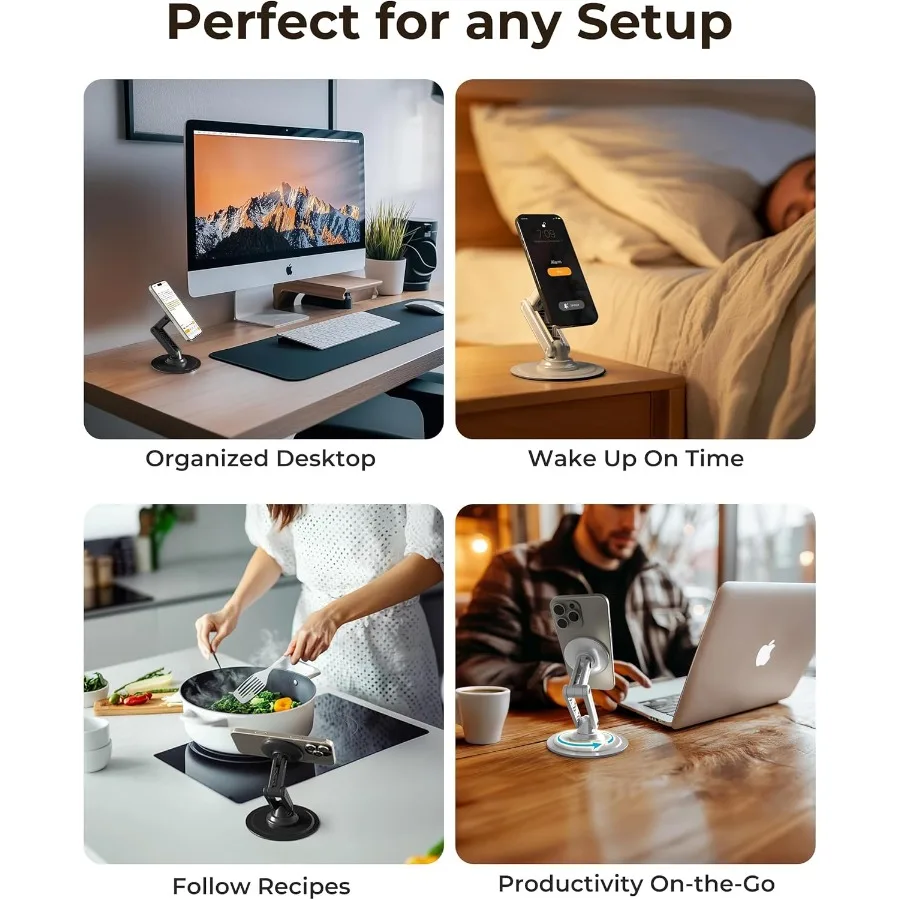 حامل هاتف مغناطيسي للمكتب Cooper Mag360 حامل MagSafe قابل للتعديل لهاتف iPhone 16 Pro Max 15 14 13 12 Plus 360 MagSafe Phone H