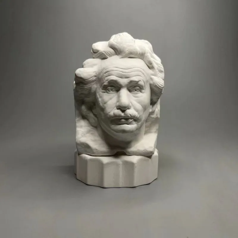 Albert Einstein Model Plaster Sculpture Scientist Bookshelf Decoration Ornament Gift Souvenir Gypsum Art Gesso Statue Handmade
