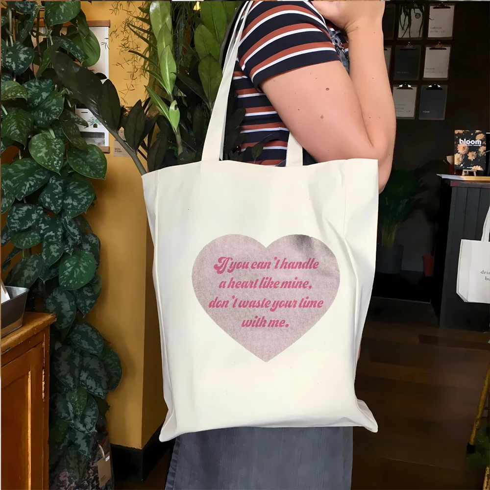 Borsa tote a forma di cuore martiletto borsa a tracolla da donna carina a forma di amore rosa regalo di cardigan ai fan: borsa di tela ecologica K-12