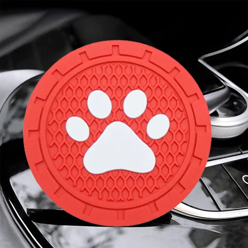 Car Cup Holder Insert Car Cup Holder Set of 2 Non-slip Car Paw Print Water Cup Pad Holders Cute Auto Mat Bottle for Interior