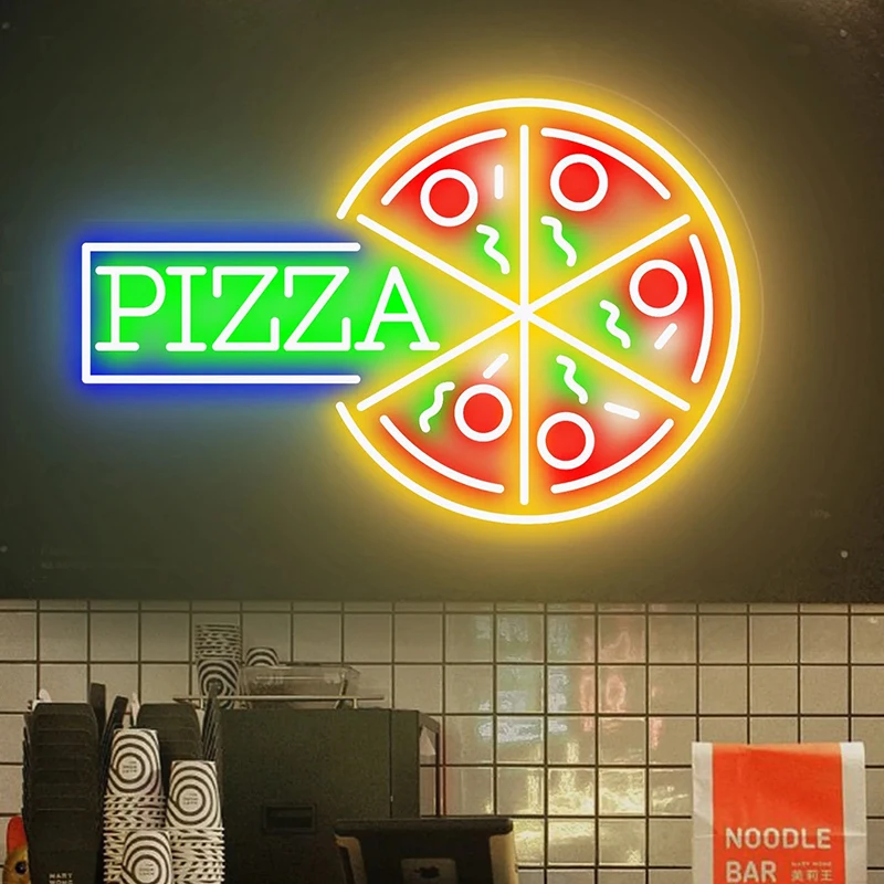 Led Pizza tanda Neon tanda Restoran buatan tangan kustom Dekorasi etalase dapur dinding karya seni akrilik LED lampu Neon Pizza hadiah kipas