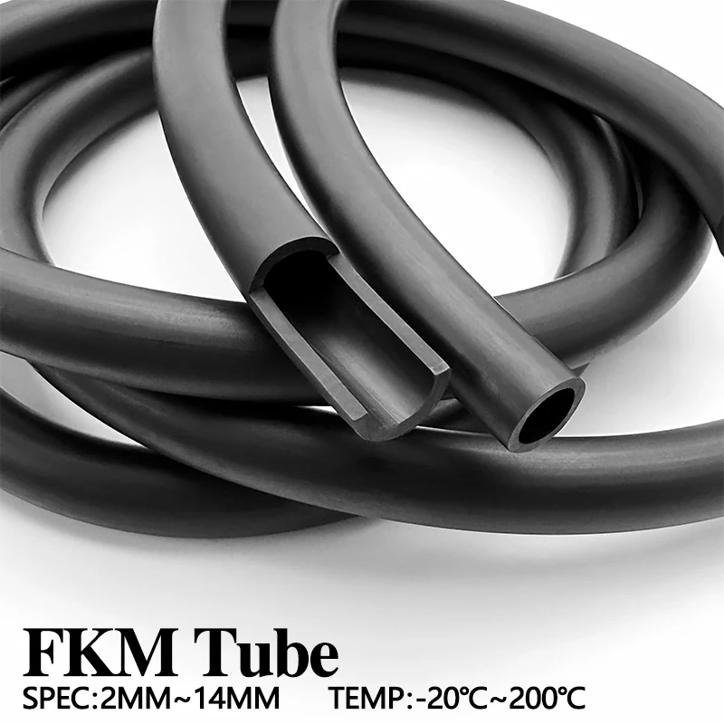 ID 2-16mm Vitons Fuel Line -60Deg.C~300Deg.C High Temp Rubber Tube Corrosion Resistant Leakproof Anti-Ageing Fuel Hose
