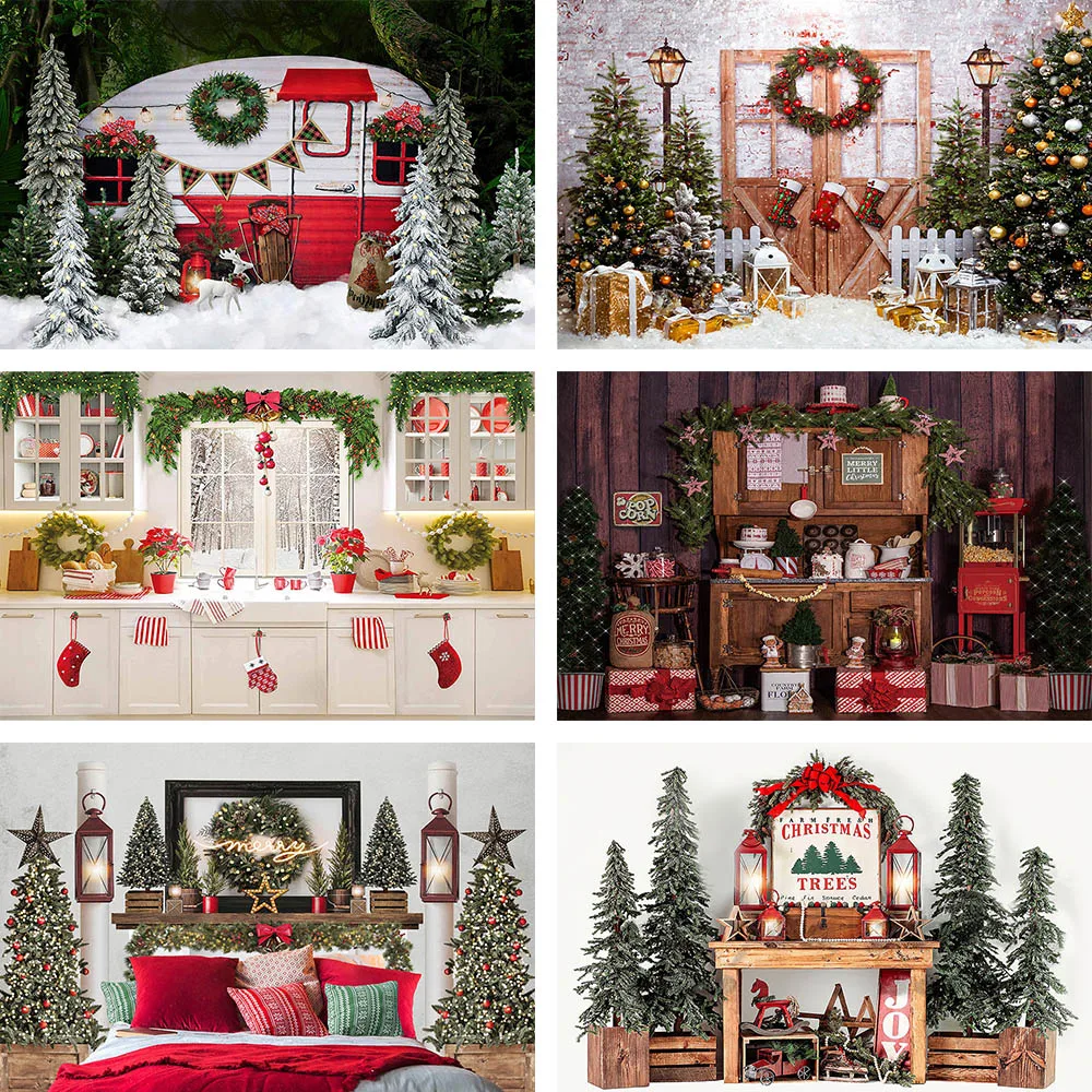 

Avezano Christmas Backdrops Cupboard Fireplace Wreath Snow Family Holiday Portrait Decor Photography Backgrounds Photo Studio