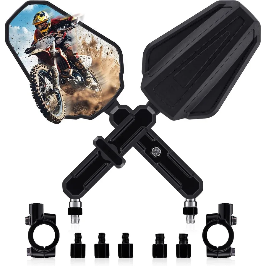 

Зеркала для мотоциклов Adventure, черные складные зеркала заднего вида M8 M10 для квадроциклов с креплением на руль 7, 8, регулируемым на 360° BallHea