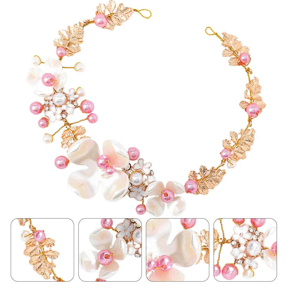 

1pc Pearl Hair Hoop Flower Headdress Delicate Hairband Wedding Party Accessory Little Princess Crown Costume Jewelry