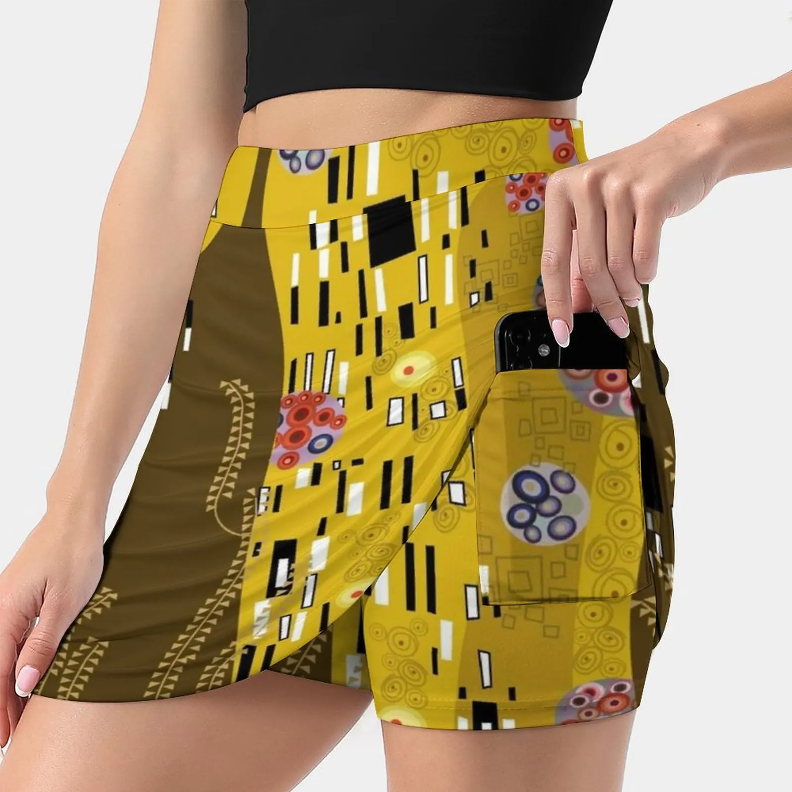 

Золотое искусство в стиле «THE KISS» от Klimt©Женская юбка с карманами, винтажная юбка с принтом, трапециевидные летние юбки