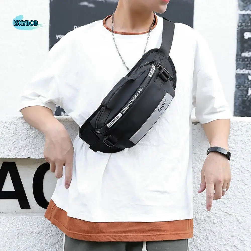 

Simple Nylon Men Chest Bag Lightweight Large Capacity Fanny Pack Belt Bag Crossbody Bag Sports Phone Bag Sports