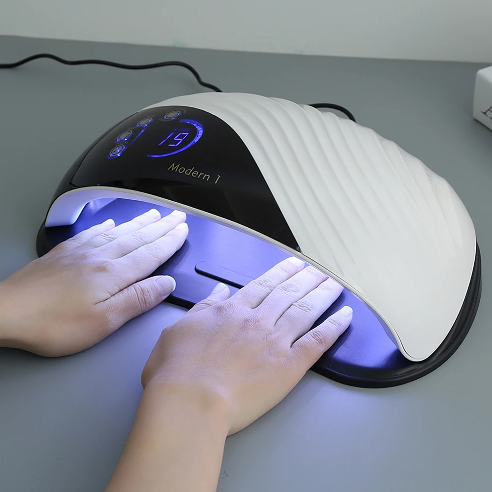 180W Modern1 UV Gel Nail Lamp LED Nail Dryer LCD Display Ice Lamps Curing Gel Polish Two Hands Lamp 69pcs Beads  With Fan