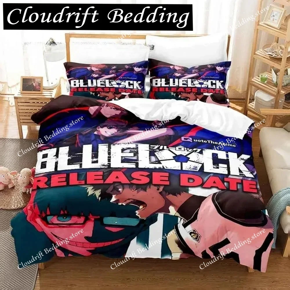

Комплект постельного белья с 3D-принтом аниме Bluelock: пододеяльник и простыни для взрослых и детей, размеры Single, Twin, Full, Queen, King