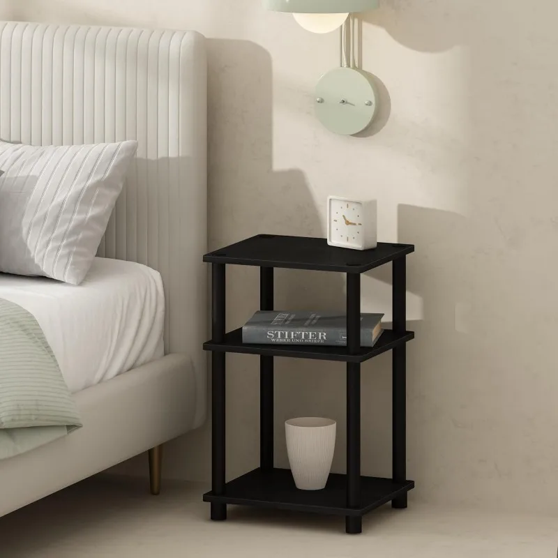 

Just 3-Tier Turn-N-Tube Open Storage Nightstand, 1-Pack, Plastic Poles, Americano/Black