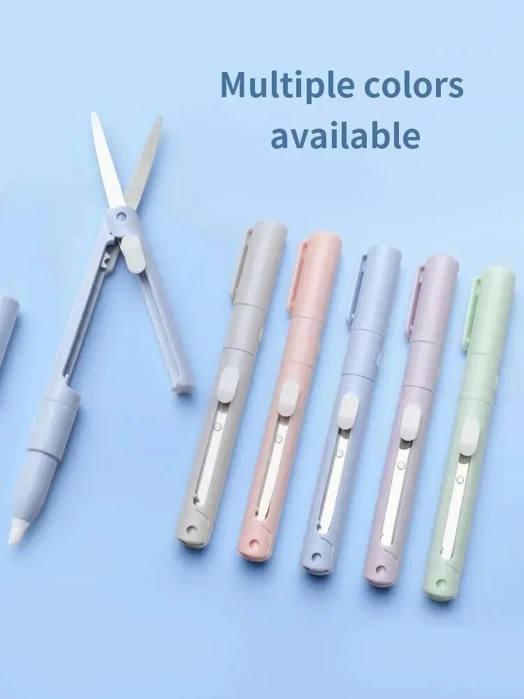 1pc Mini Tragbare Schere Papier Cutter Messer 2 In 1 Multifunktionale Tasche Stift Form Scrapbooking Carving Schneiden Kunst Werkzeuge