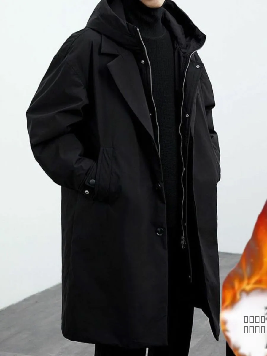 

Модная мужская куртка оверсайз на осень-зиму в корейском стиле, имитация двухслойной, средней длины, для работы, ветровка, с эффектом высокого класса, Jaet