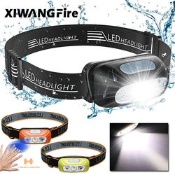 XIWANGFIRE Mini USB Rechargeable Headlamp Motion Sensor Headlight Camping Flashlight Head Light Torch Lamp with Built-in Battery