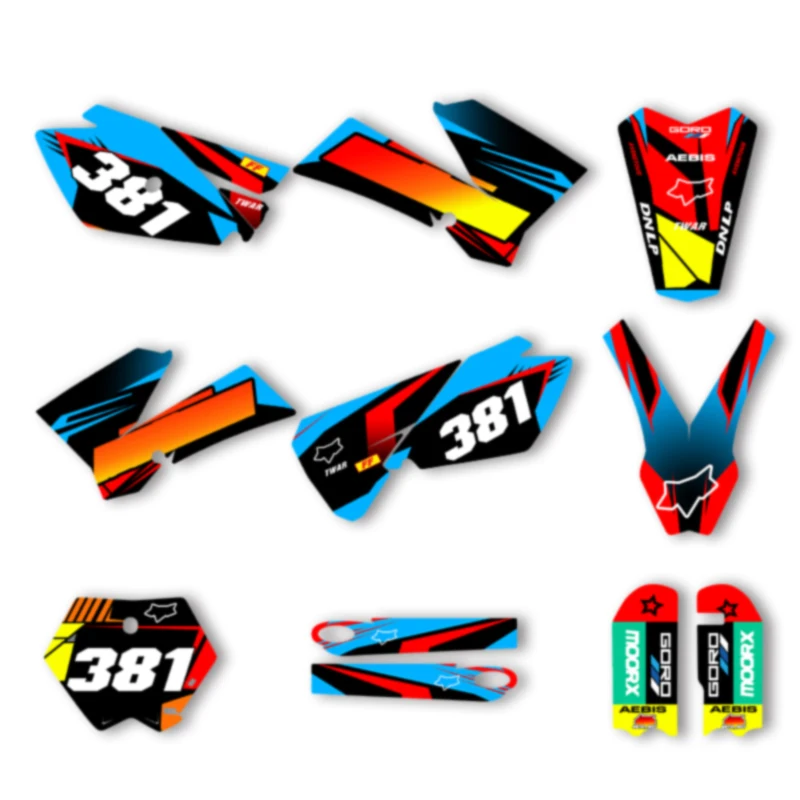 

Powerzone Custom Team Decals Stickers Kits for KTM SX85 SX105 2003-2012 Customized Number Name Background