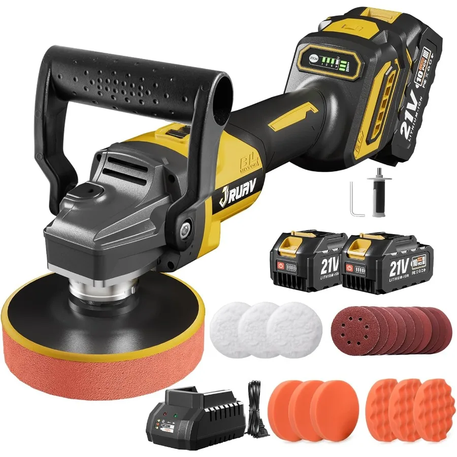 

Cordless Buffer Polisher for Car Detailing with 7230 RPM High-Speed Performance 21V 4.0Ah Li-ion Battery Includes 29 PCS Car De