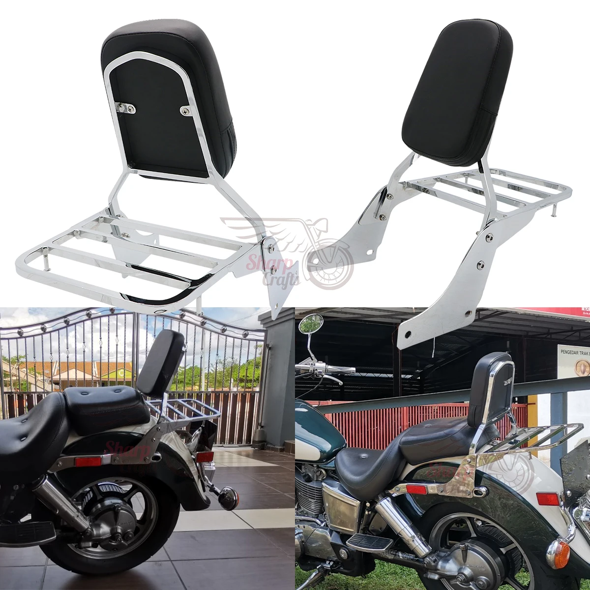 Motorcycle Parts Backrest Sissy Bar With Luggage Rack For Honda VT1100C Spirit VT1100C2 ACE Sabre VT1100T Shadow ACE Tour