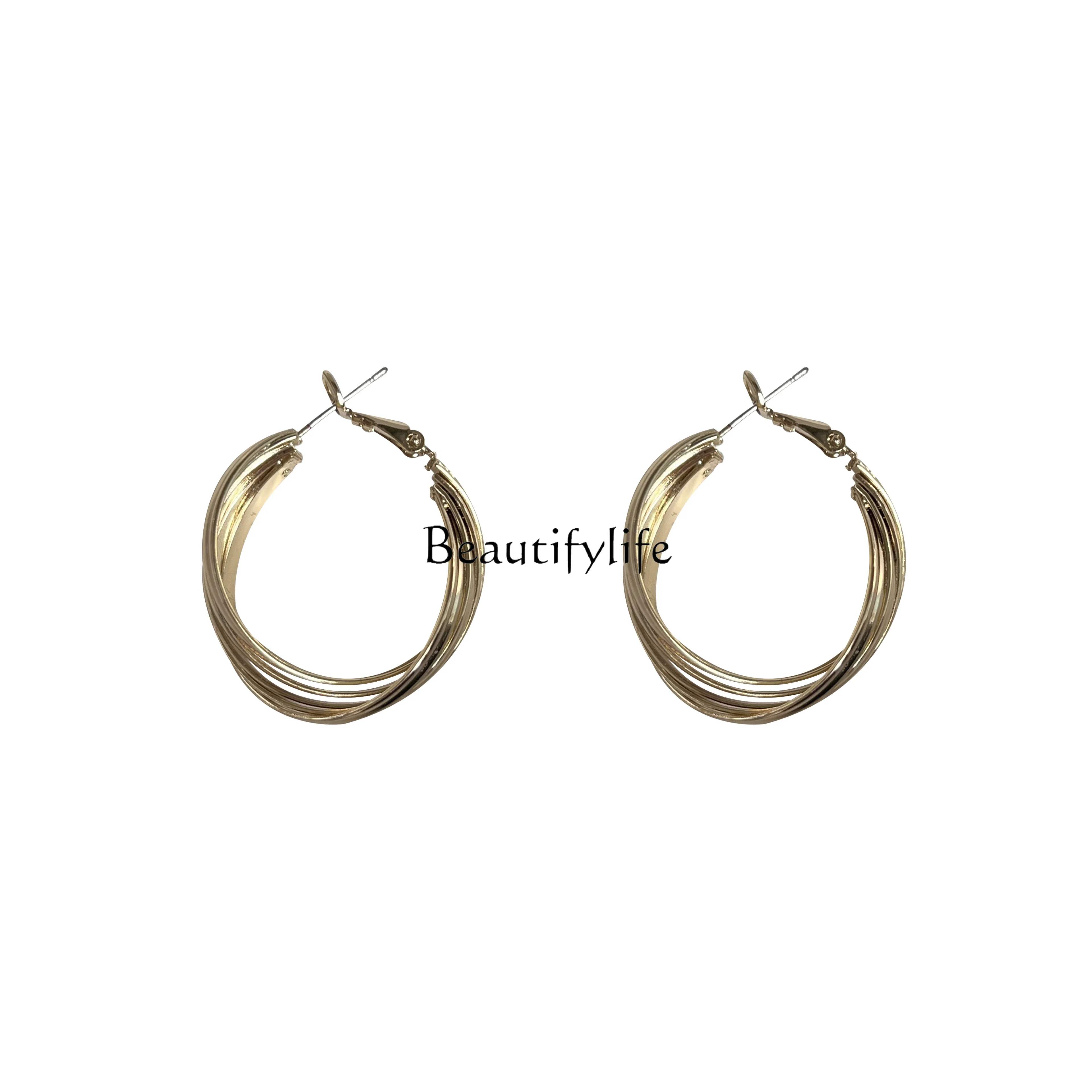 

Metal texture French fashion high sense twisted earrings earclip