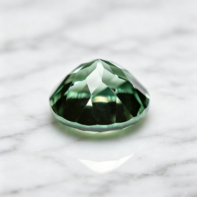 Hochwertiger Labor-Saphir in runder Form, grüner Edelstein für DIY-Schmuck, Ringe, Ohrringe, mit wählbarem Zertifikat – Detail 2
