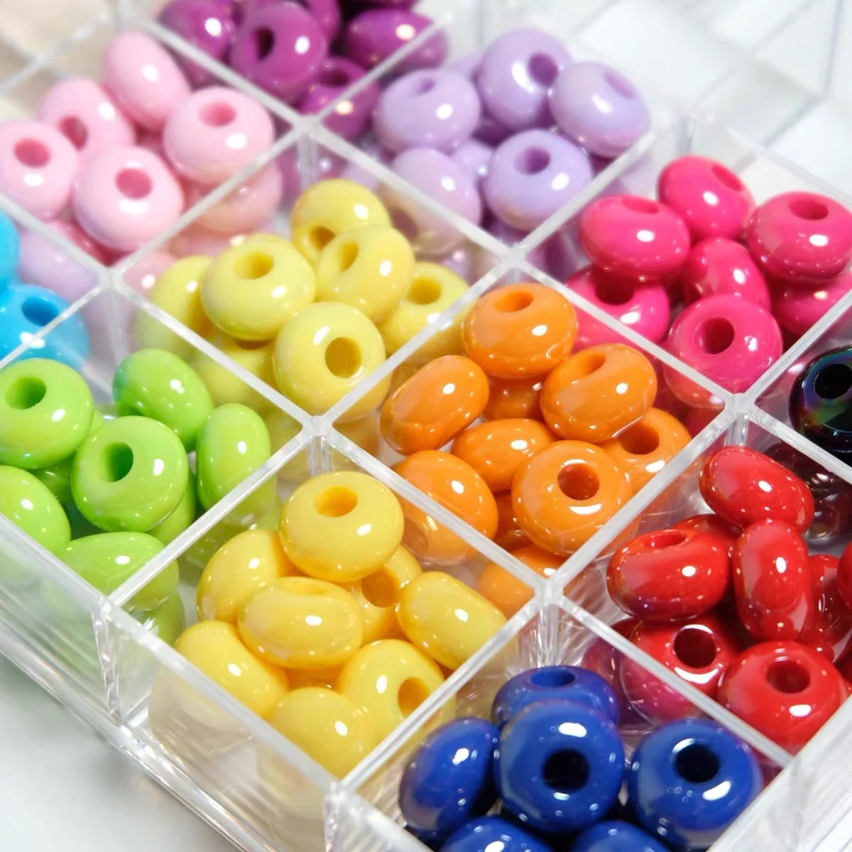14mm 10pcs Acrylic Big Hole Abacus Beads Beads DIY Handmade Jewelry Chain Necklace Material Accessories