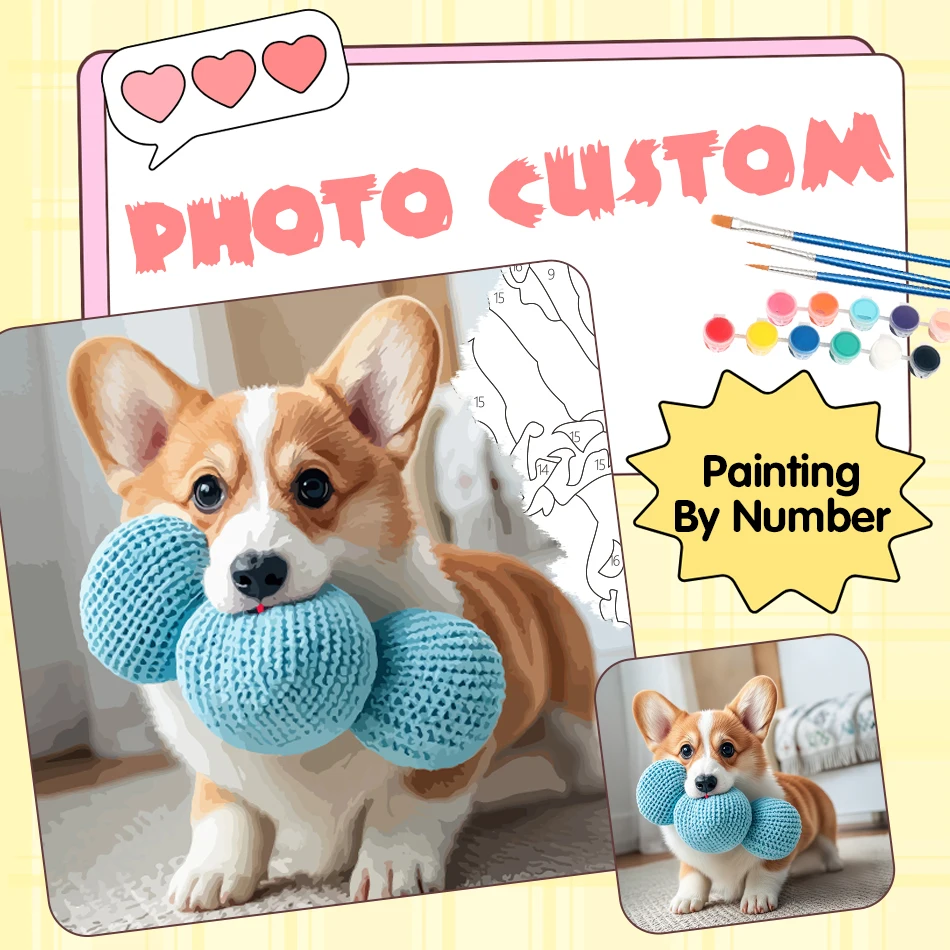 

RUOPOTY Photo Custom Painting By Number Adults New Animal pets 24 colors Picture Drawing Acrylic Paints Handmade Gift Home Decor