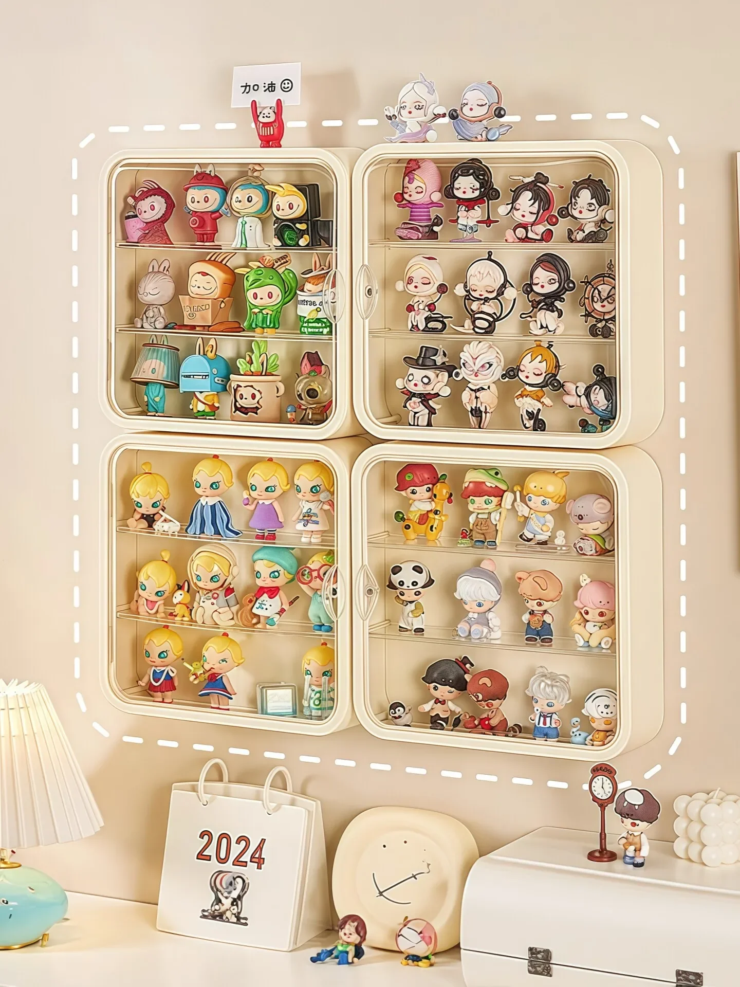 Wall-Mounted Dust-Proof Blind Box Display Case Large Capacity Action Figures Storage Box Doll Toy Display Stand Toy Organization