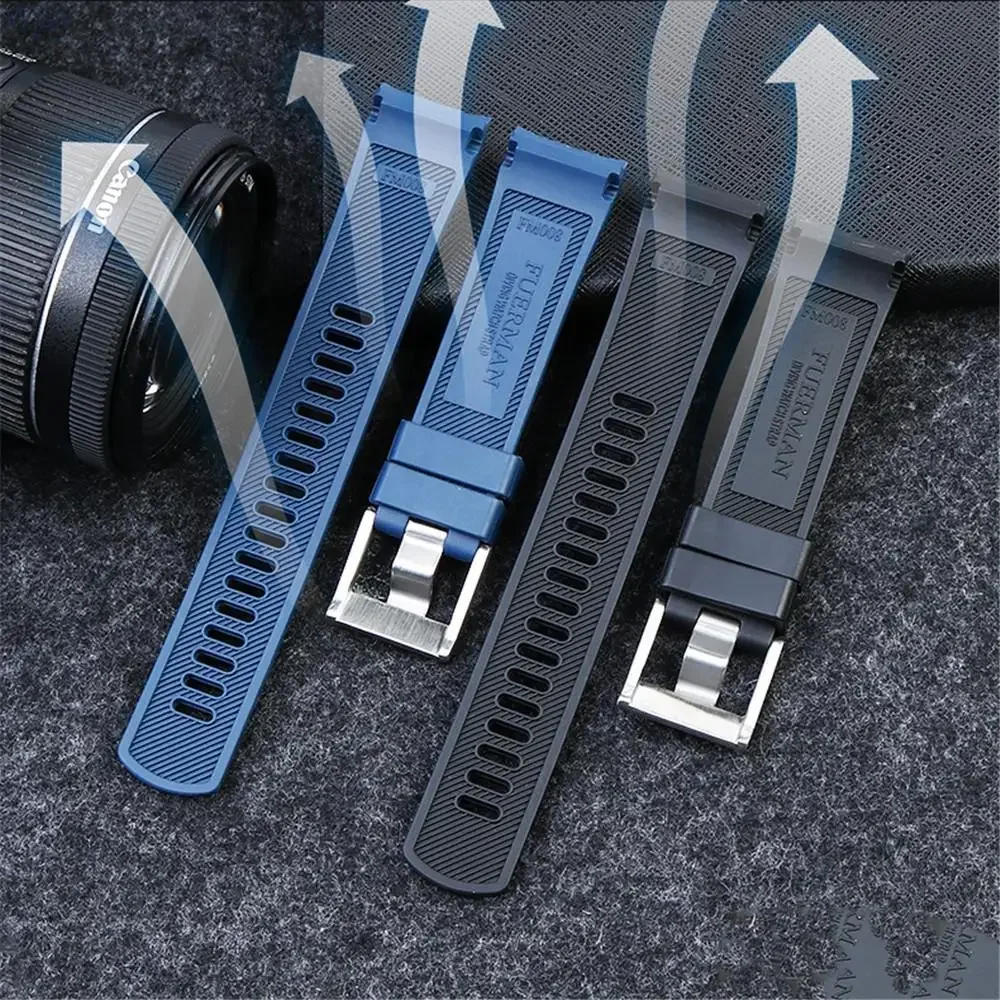 22mm Fluorine Rubber Arc Watch Strap for Seiko PROSPEX Series  Wrist Band Men Diving Waterproof Bracelet SRPE99K1/SRP777J1