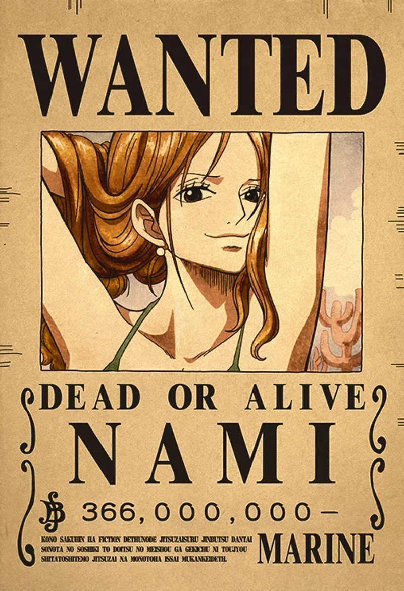 Anime uma peça luffy 3 bilhões de recompensa uma peça queria cartaz retro papel kraft animação pintura parede dormitório papel de parede