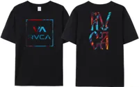 Summer Bestseller Casual T-shirt: RVCA VA Men's Gemini Symmetrical Print T-shirt, Pure Cotton Best Double-sided T-shirt